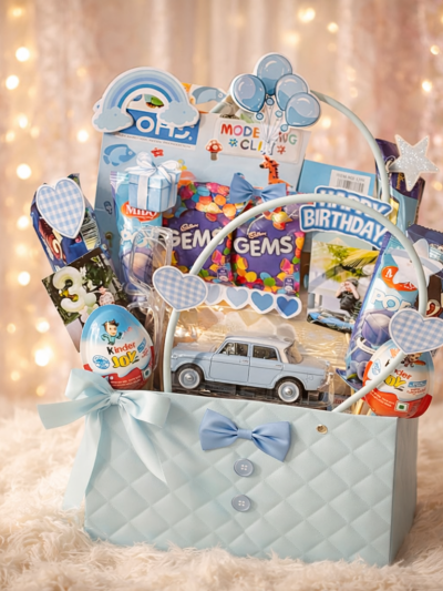 Premium Blue Birthday Surprise Hamper for Kids | Chocolates, Toy Car & Sweet Treats Gift Box