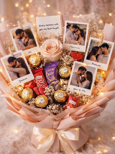Forever Memories Photo & Chocolate Surprise Bouquet Hamper